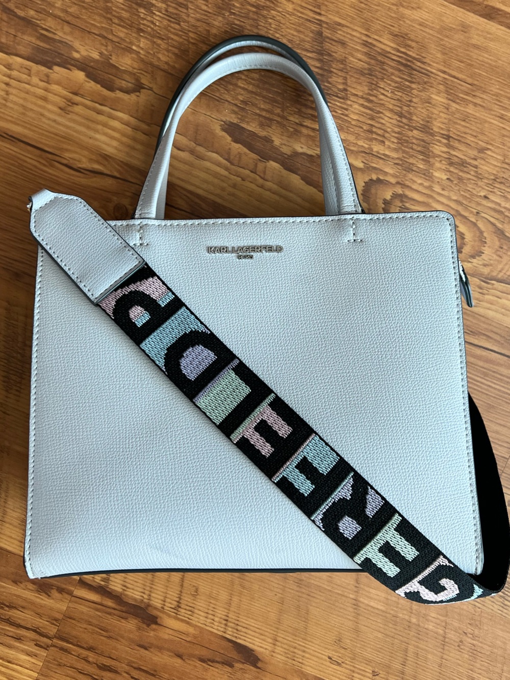 Karl Lagerfeld Paris Maybelle Satchel Crossbody Ice Blue